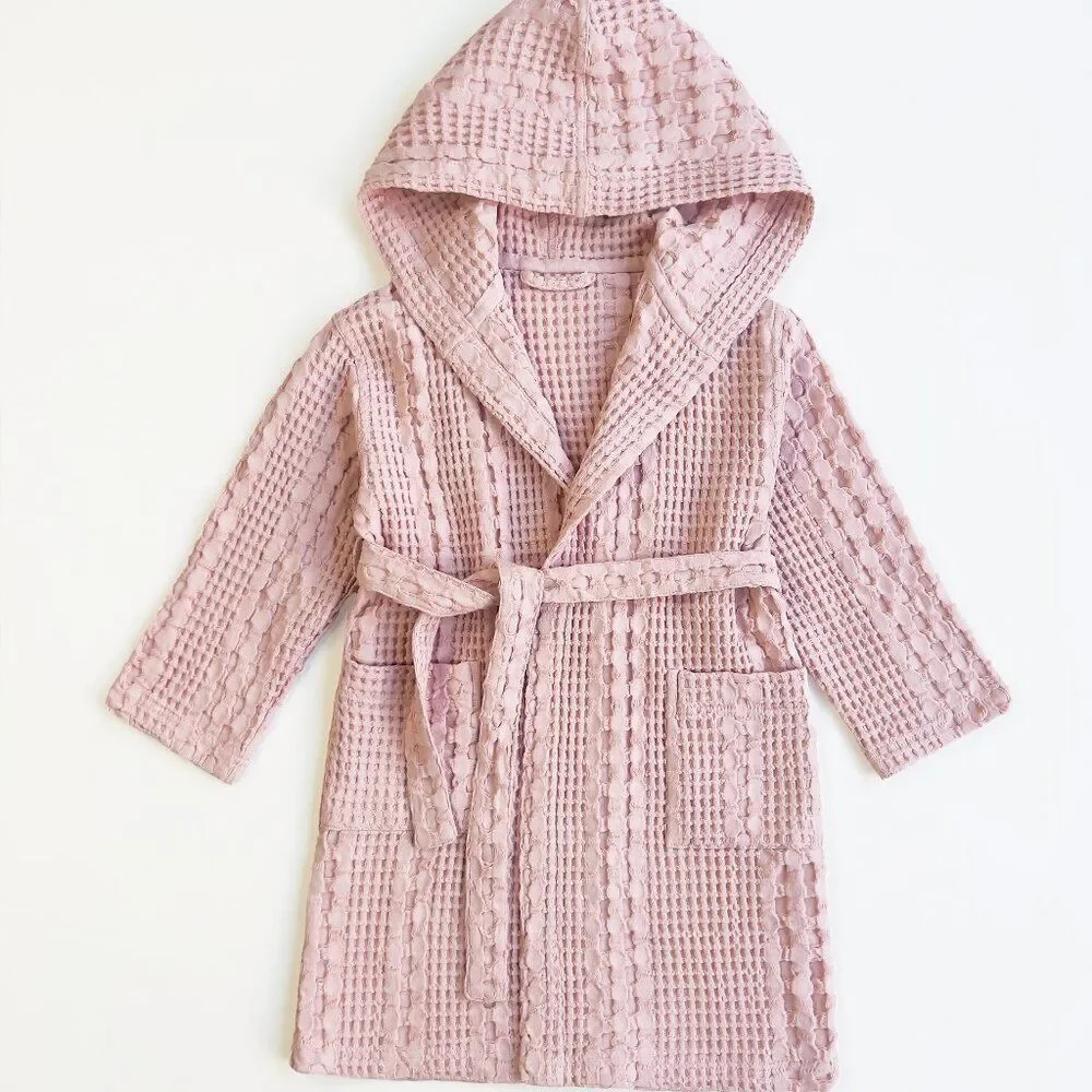 100% Organic Waffle Cotton Bathrobe Pink L/XL